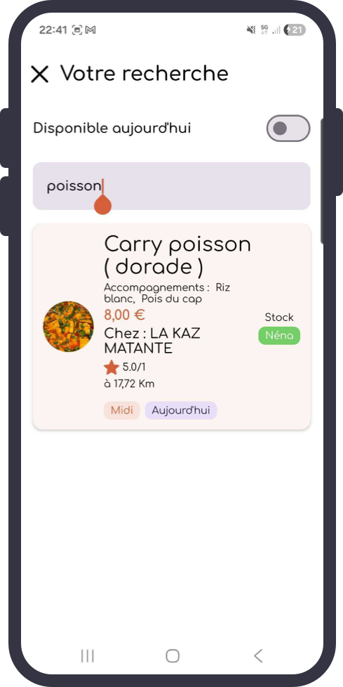 Recherche d'un plat par nom ou par restaurant